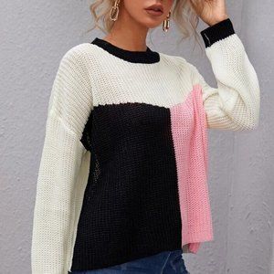 Oversized Multicolor Long Sleeve Pullover Sweater